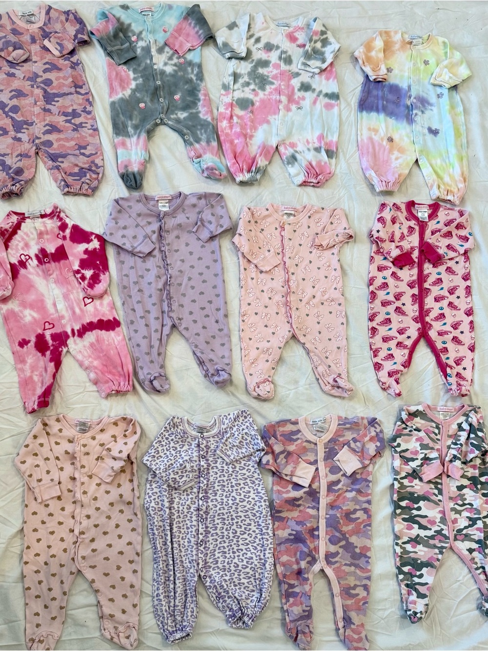 Baby Steps 0-6M Baby Girl Pajamas & Convertible Gown Bundle - 12 pieces